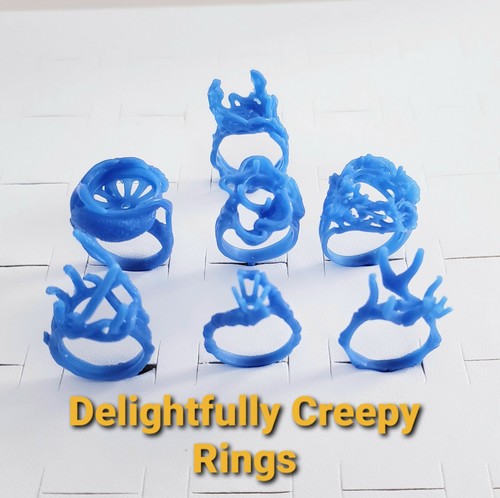 Unusual wax pattern rings - rings,
